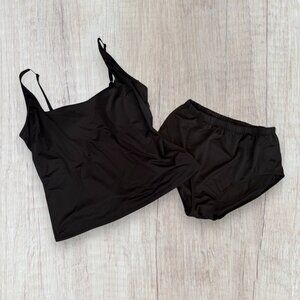 L.L.Bean BeanSport Tankini Set 20W Plus Black 520115 UPF 50+